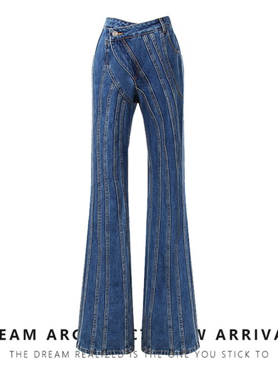 Asymmetrical Waist Design Casual Jeans