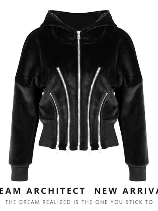 Hooded Velvet Sweatshirt For Women Casual Stylish Outerwear