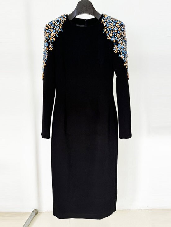 Fashionable Long Sleeve Embellished Dress