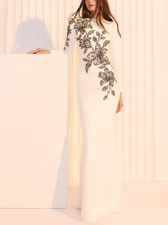 Elegant Mermaid Long Evening Dress With Handcrafted Beading