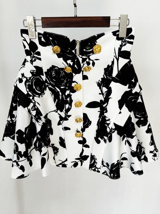 Fashion Tulip Waist Floral Print Skirt Set