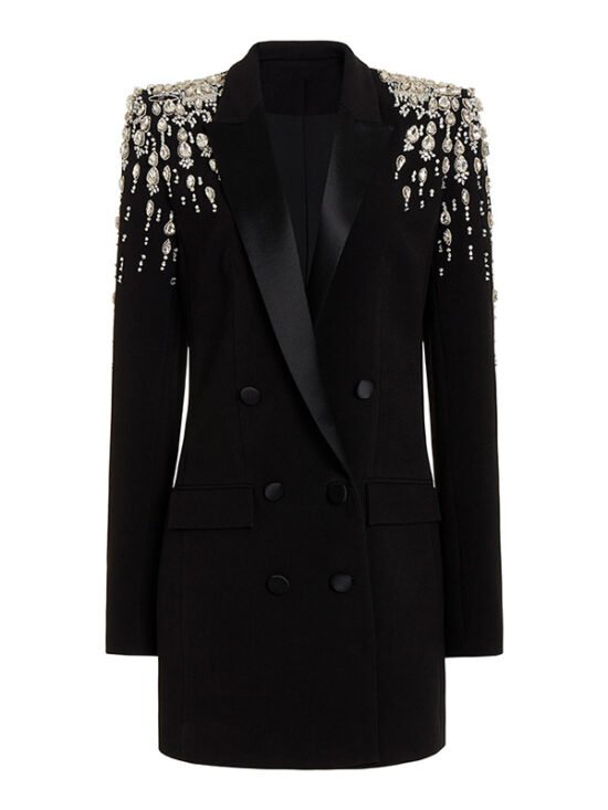 Fashionable Handmade Beaded Long Blazer