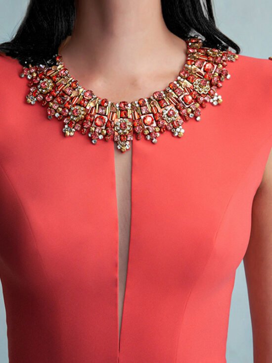 Fashionable Red Beaded Sequin Dress For Women