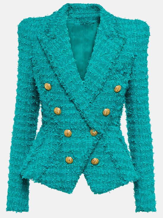 Trendy Fringed Tweed Blazer For Elegant Style