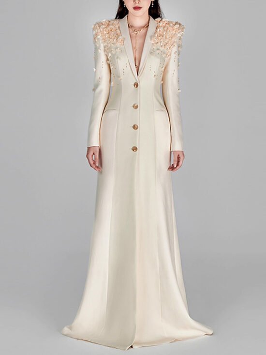 Floral Embellished Maxi Dress Elegant All-Season Gown