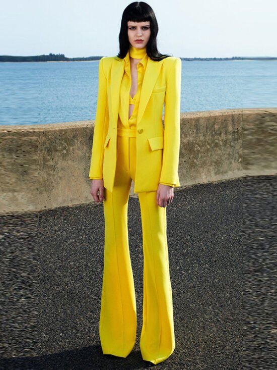 Elegant Blazer And Flared Pants Set Casual Two-Piece Suit