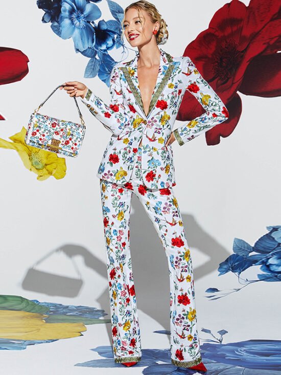 Trendy Printed Blazer And Pants Set